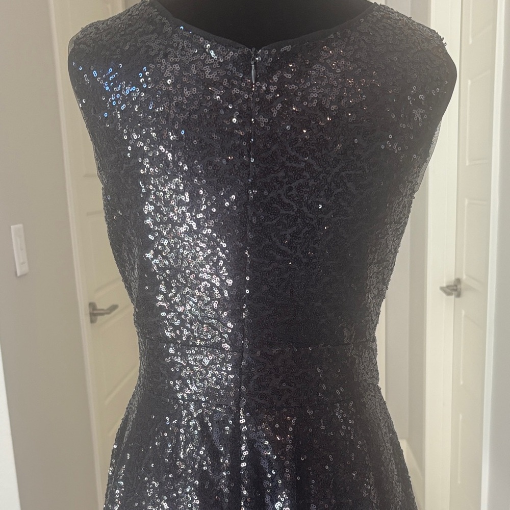 Grace Karin Sleeveless Wrap V-Neck A-line Black Sparkling Sequin Dress Size M - Picture 11 of 13